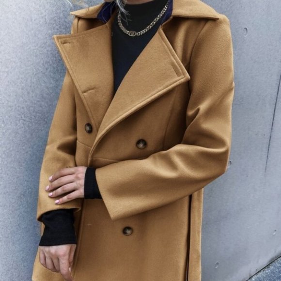 Business Classic Double Breasted Lapel Neck Belted - Picture 2 of 6